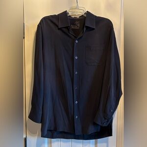 91. Tommy Bahama Men's Black Silk Long-sleeved Button Down Shirt